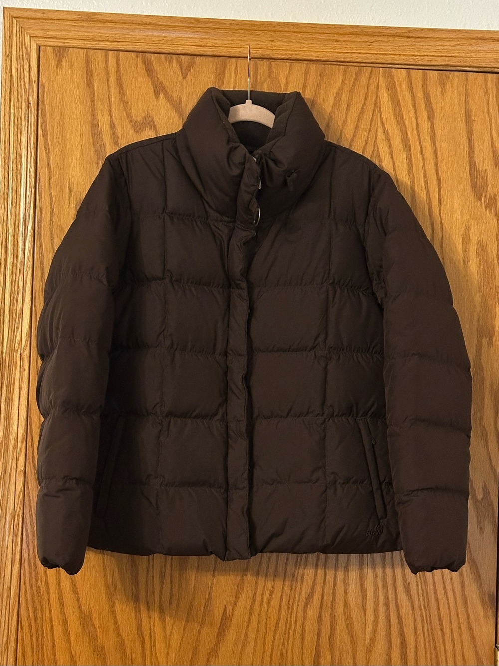 Eddie Bauer Brown Quilted Goose Down Filled Puffer Jacket - Size L